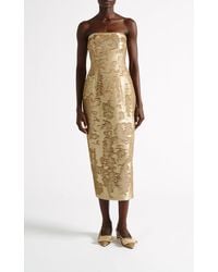 Emilia Wickstead - Leila Strapless Sequin Midi Dress - Lyst
