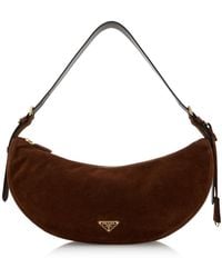 Prada - Demi-Lune Large Suede Shoulder Bag - Lyst