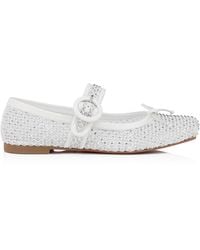 Christian Louboutin - Mamastrapitina Crystal-Embellished Mesh And Leather Ballet Flats - Lyst