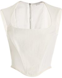 Stella McCartney Corseted Crepe Cropped Top - White