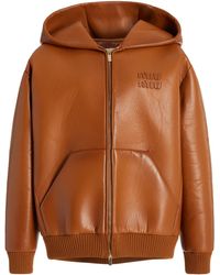 Miu Miu - Oversized Hooded Leather Jacket - Lyst