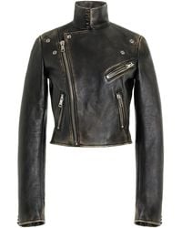 Prada - Leather Biker Jacket - Lyst