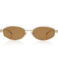 Gucci - Oval-Frame Metal Sunglasses - Lyst
