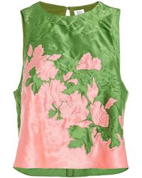 Rosie Assoulin - Wildflower In The Wind Embroidered Satin Jacquard Sleeveless Top - Lyst
