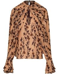 Johanna Ortiz - Untamed Bloom Draped Silk Top - Lyst