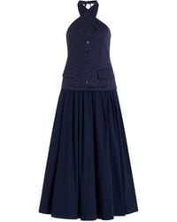 STAUD - Harrington Suiting Stretch-cotton Halter Maxi Dress - Lyst