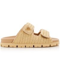 Prada - Woven Raffia Sandals - Lyst