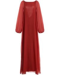 SEV - Open-Back Silk-Chiffon Maxi Caftan Dress - Lyst