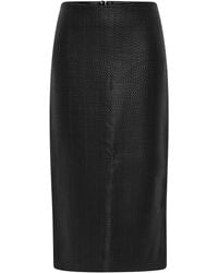 St. Agni - Low-Rise Woven Leather Midi Skirt - Lyst