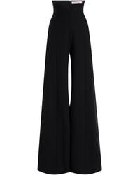 Carolina Herrera - V-Waist Wool Suiting Wide-Leg Pants - Lyst