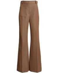 Victoria Beckham - High-rise Wool Flare Pants - Lyst