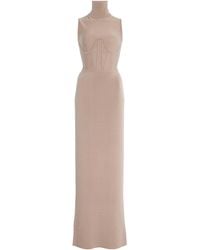 Nensi Dojaka - Corseted Roll-Neck Knit Maxi Dress - Lyst