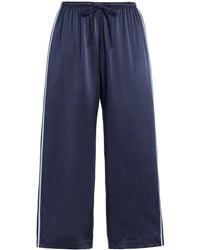 DONNI. - Striped Silk Wide-Leg Cropped Pants - Lyst