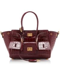 Balenciaga - Bel Air Croc-Embossed Leather Carry-All Bag - Lyst