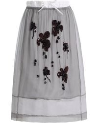 Prada - Embroidered Silk-Chiffon Midi Drawstring Skirt - Lyst