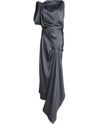 Victoria Beckham - Gathered Satin Maxi Dress - Lyst