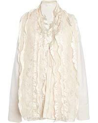 Niccolò Pasqualetti - Centrino Lace-Paneled Cashmere-Blend Cardigan - Lyst
