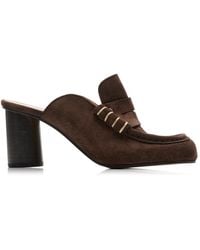 JW Anderson - Stitch Suede Loafer Mules - Lyst
