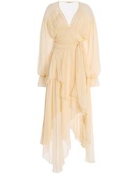 Rodarte - Tie-detailed Silk-chiffon Midi Dress - Lyst
