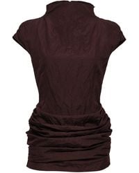 Magda Butrym - High-Neck Ruched Cotton-Blend Mini Dress - Lyst
