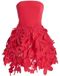 Oscar de la Renta - Strapless Embroidered Cotton-blend Mini Dress - Lyst