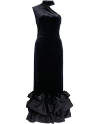 Greta Constantine - Caladel Silk-trimmed Velvet Midi Dress - Lyst