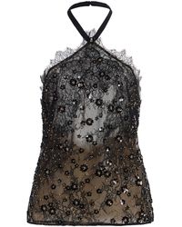 Elie Saab - Embellished Lace Halter Top - Lyst