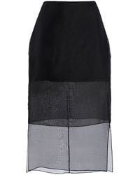 Brandon Maxwell - The Brett Sheer-Overlay Silk Midi Skirt - Lyst