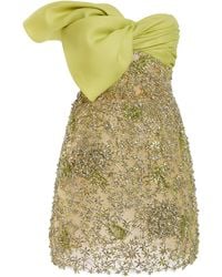 Oscar de la Renta - Bow-Detailed Silk Cocktail Mini Dress - Lyst