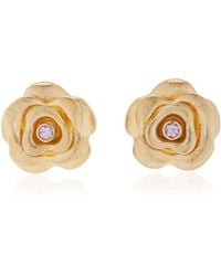 Sydney Evan - Large 14k Yellow Gold Sapphire Earrings - Lyst