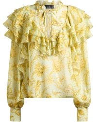 Etro - Ruffled Silk-Blend Top - Lyst
