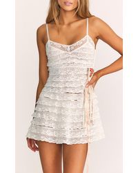 LoveShackFancy Agrace Ruffled Lace Mini Dress - White
