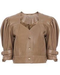 Chloé - Cropped Leather Jacket - Lyst