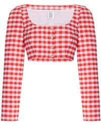 Rosie Assoulin - Gingham Cotton Cropped Top - Lyst