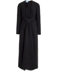 Prada - Long Deep V-neck Cady Maxi Dress - Lyst