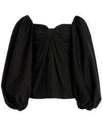 Carolina Herrera - Puff-Sleeve Cotton Top - Lyst