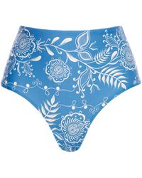 Agua Bendita - Magenta Floral High-rise Bikini Bottoms - Lyst