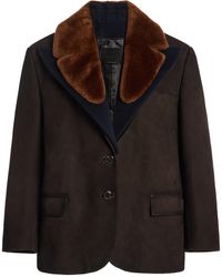 Prada - Shearling-Trimmed Suede Caban Jacket - Lyst