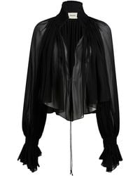 KHAITE - Durer Pleated Silk-Chiffon Top - Lyst
