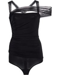 Nensi Dojaka - Tulle-Detailed Ruched Jersey Bodysuit - Lyst