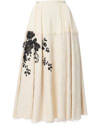 Erdem - Embroidered Raw Edge Cotton Jacquared Midi Skirt - Lyst