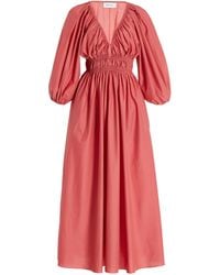 Matteau - Shirred Cotton Maxi Dress - Lyst