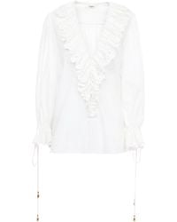 Chloé - Ruffled Cotton Top - Lyst