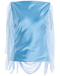 Christopher Esber - Exclusive Lattice Lace-Trimmed Hammered-Silk Top - Lyst