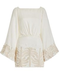 Johanna Ortiz - Shared Present Embroidered Linen Mini Dress - Lyst