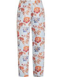 Etro - Floral-jacquard High-rise Slim-leg Cropped Trousers - Lyst