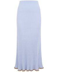 Gabriela Hearst - Kavya Lace-Trimmed Ribbed Wool-Silk Midi Skirt - Lyst
