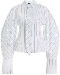 A.W.A.K.E. MODE - Tie-Detailed Cotton Poplin Shirt - Lyst