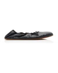 The Row - Round Snake-Effect Leather Ballet Flats - Lyst