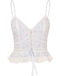 LoveShackFancy - Avra Tie-Detailed Organic-Cotton Top - Lyst